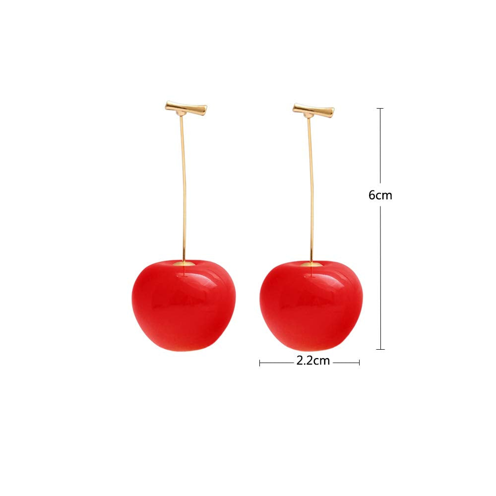 Cherry Drop Earrings — Gloss Red Resin