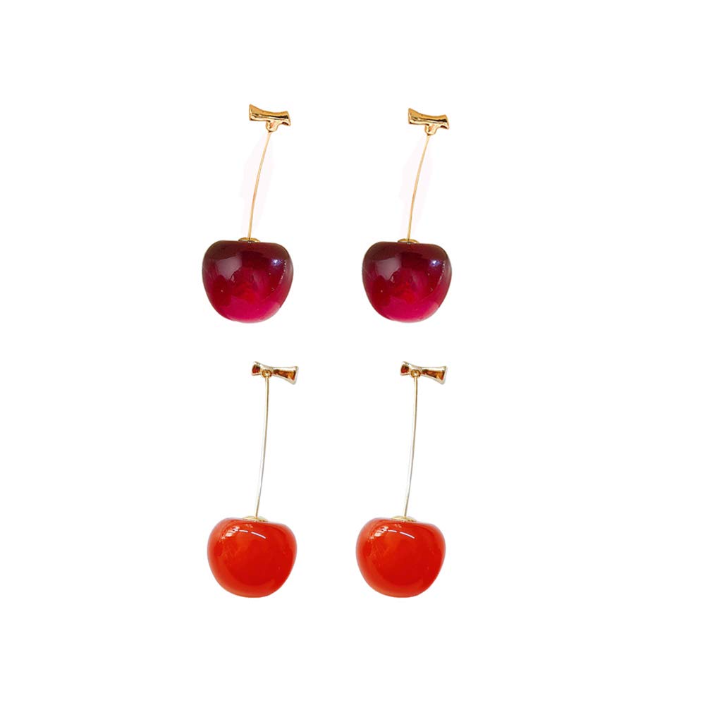 Cherry Drop Earrings — Gloss Red Resin