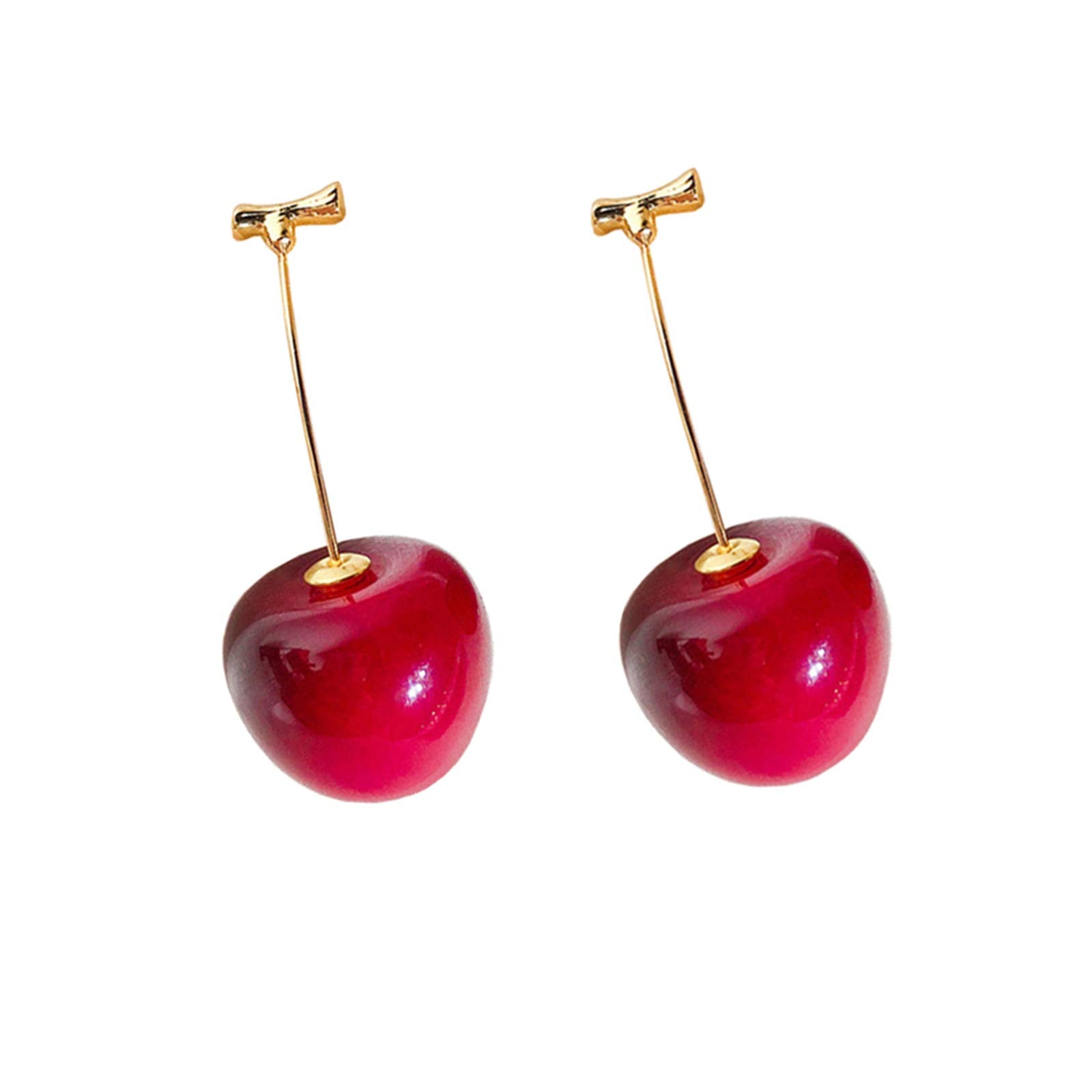 Cherry Drop Earrings — Gloss Red Resin