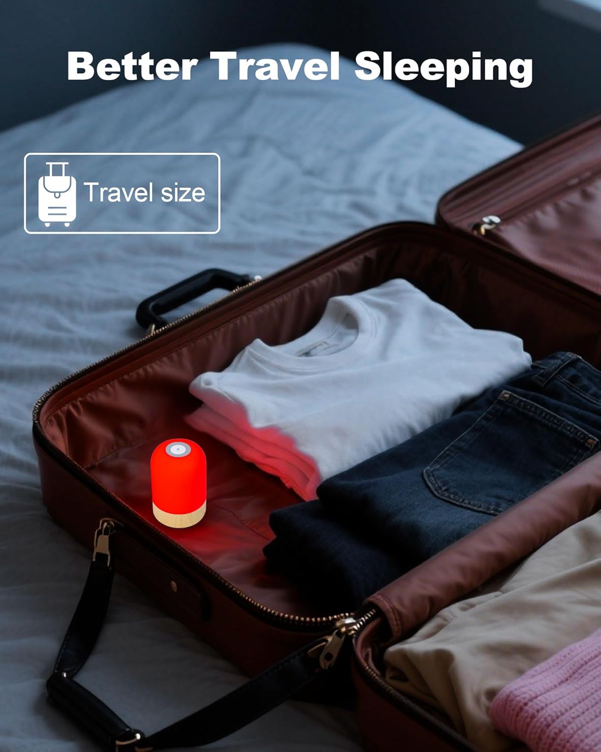 Red Glow Sleep Lamp (670nm) — Dimmable Bedside Night Light + Remote