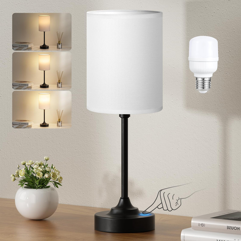 Touch-Control Bedside Table Lamp with USB & USB-C Charging (14”)