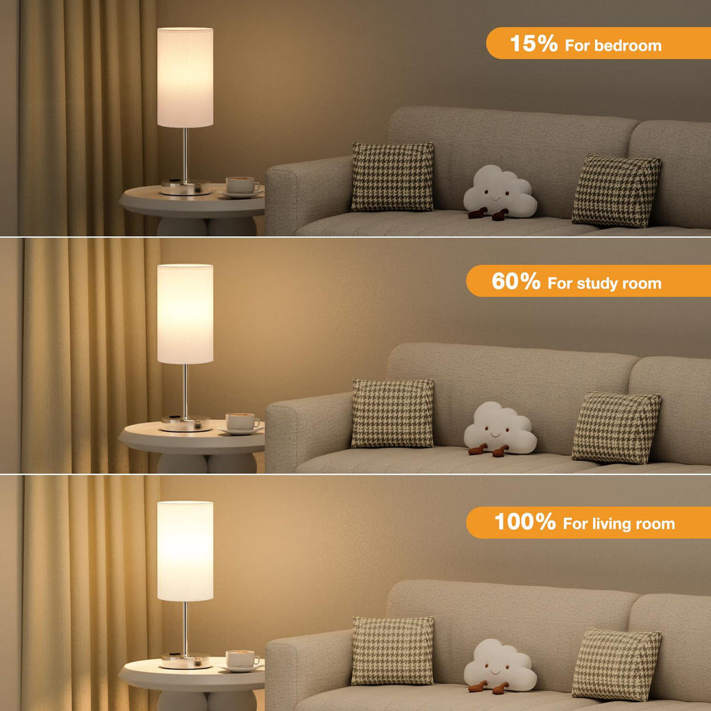 Touch-Control Bedside Table Lamp with USB & USB-C Charging (14”)