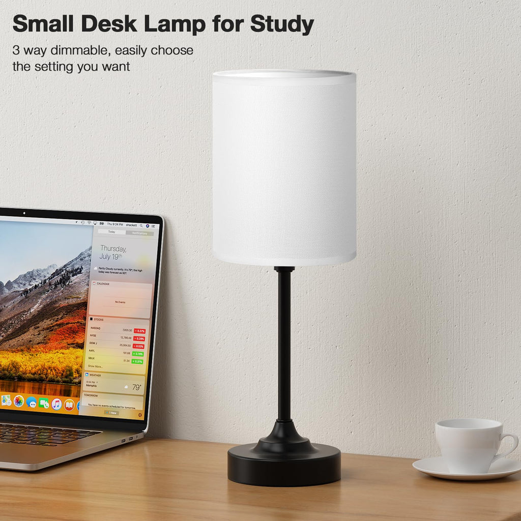 Touch-Control Bedside Table Lamp with USB & USB-C Charging (14”)