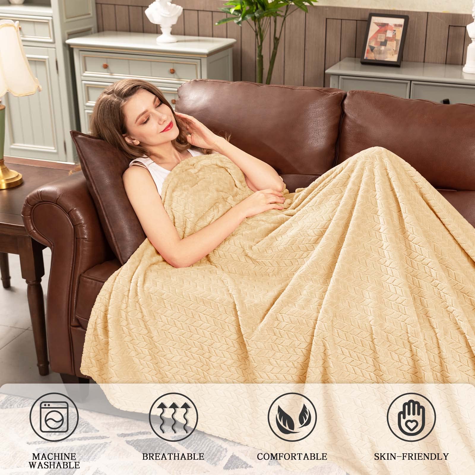 Luxe Fleece Throw & Bed Blanket – Ultra-Soft, Lightweight Cozy Layer