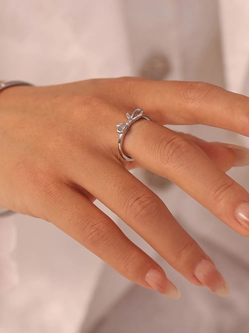 Bow ring stainless steel ins style jewelry