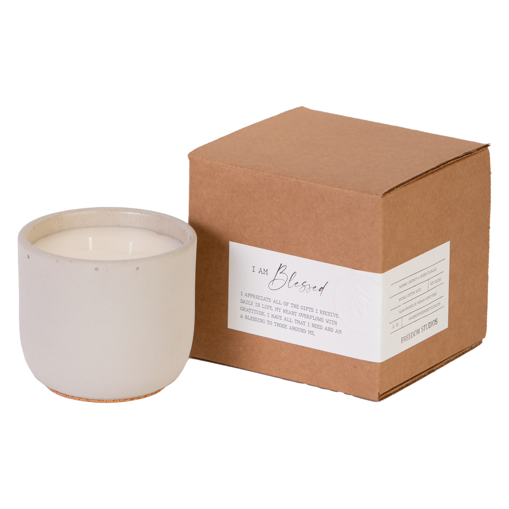 I AM Blessed 22 oz Concrete Candle