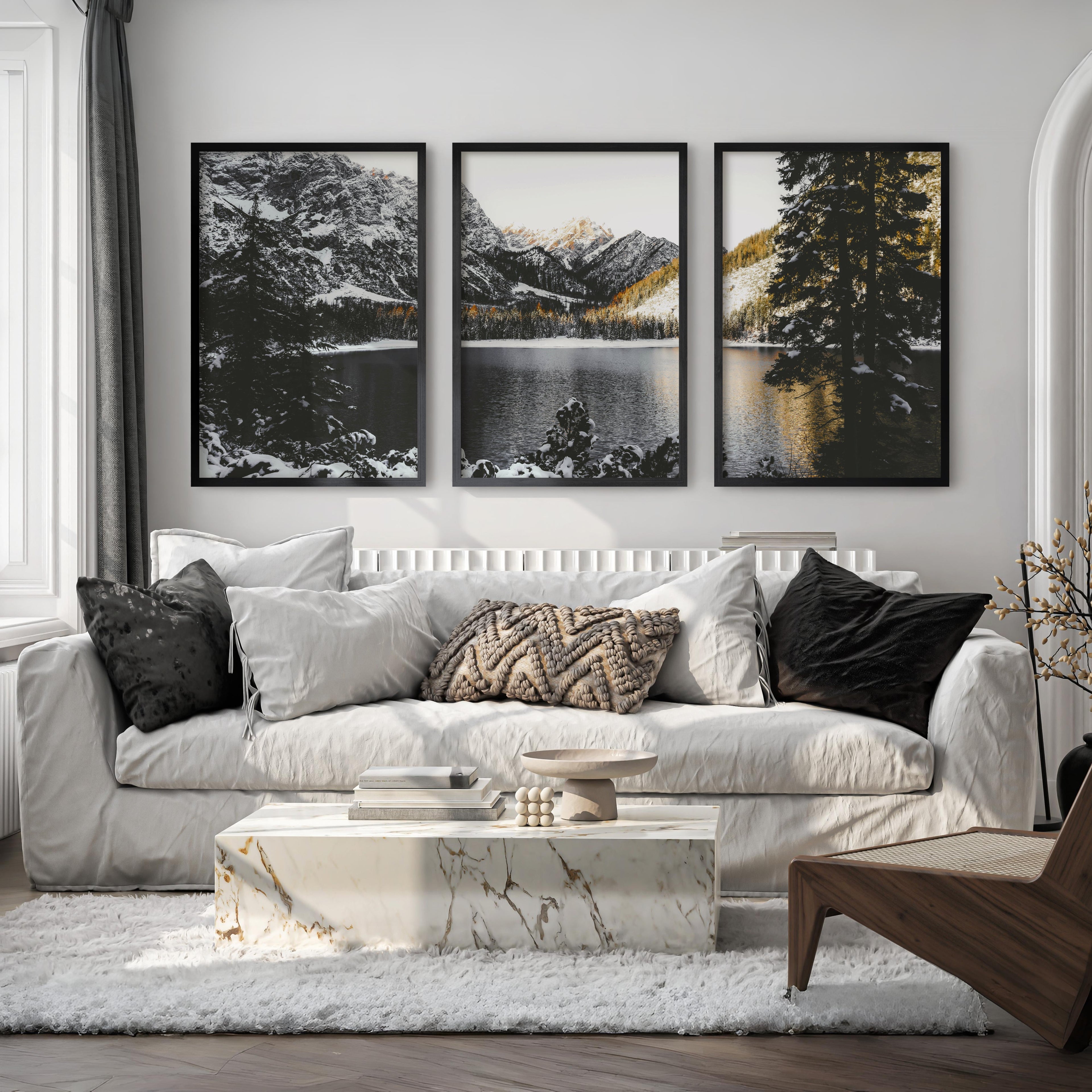 Scandi Nature Triptych. Mountain Lake Photography