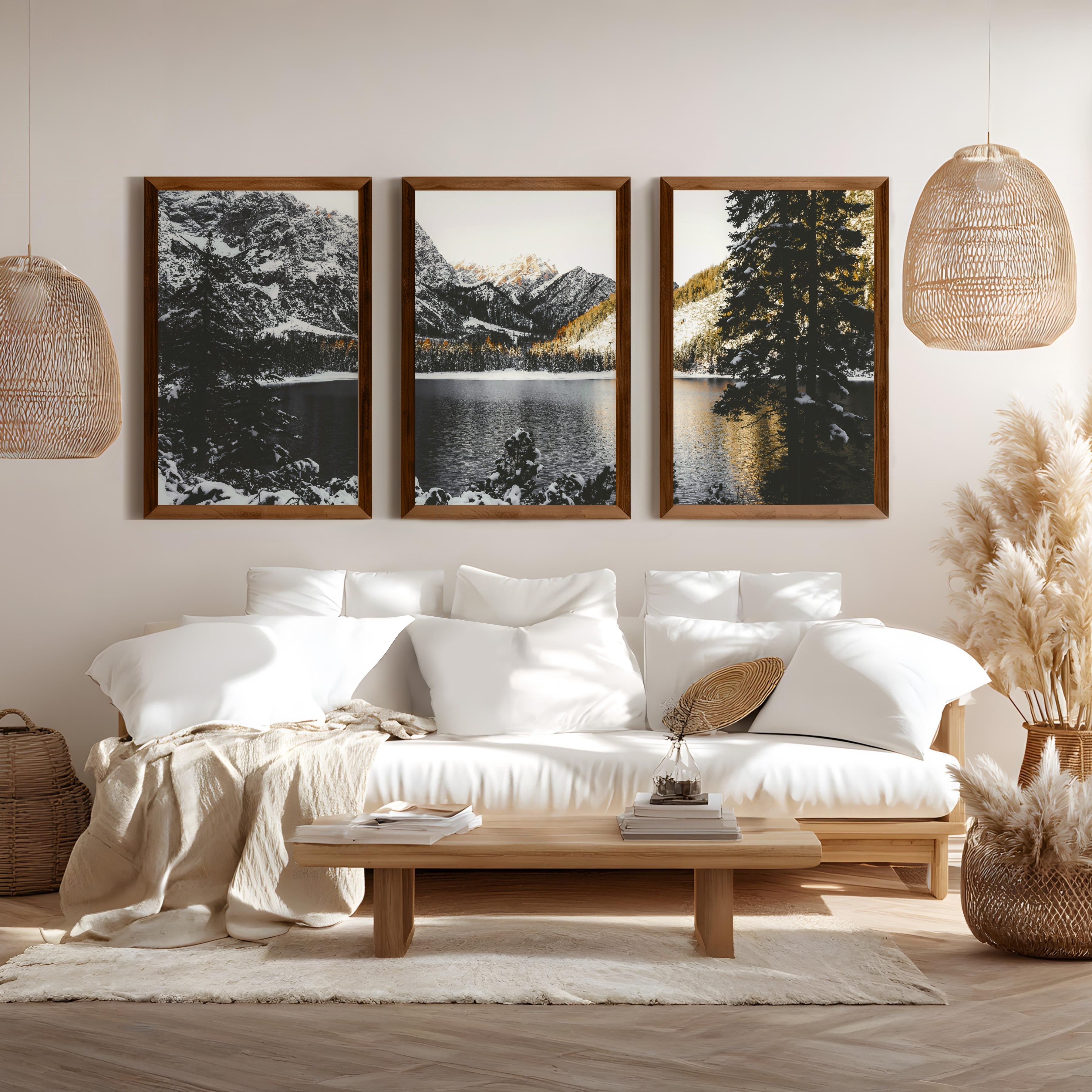 Scandi Nature Triptych. Mountain Lake Photography