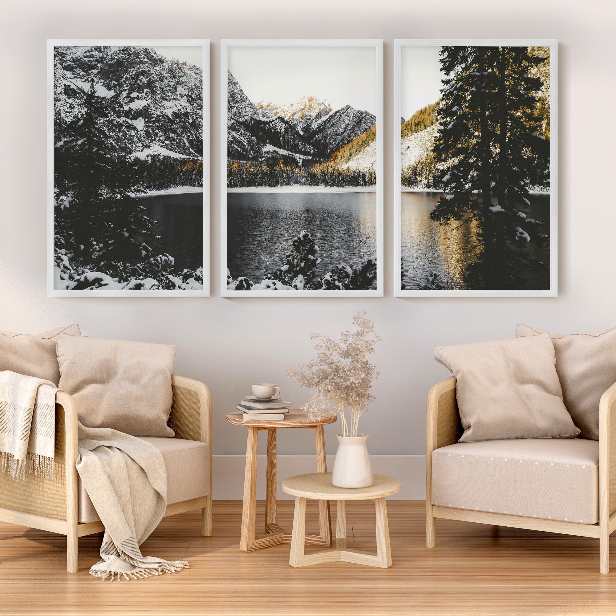 Scandi Nature Triptych. Mountain Lake Photography